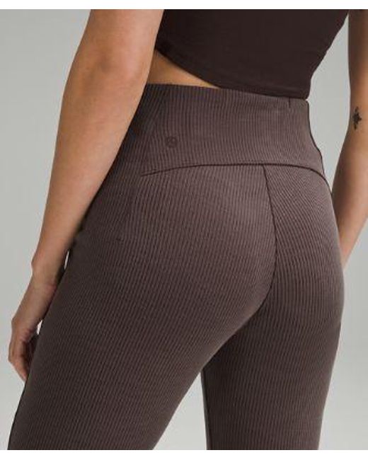 lululemon athletica Brown Ribbed Softstreme Zip-Leg High-Rise Cropped Pant 25"