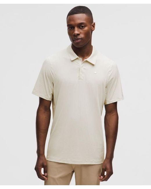 lululemon athletica White Logo Sport Polo Short Sleeve for men