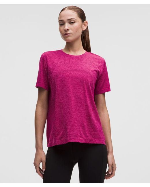 lululemon athletica Pink Swiftly Relaxed Short-Sleeve Shirt Hip Length
