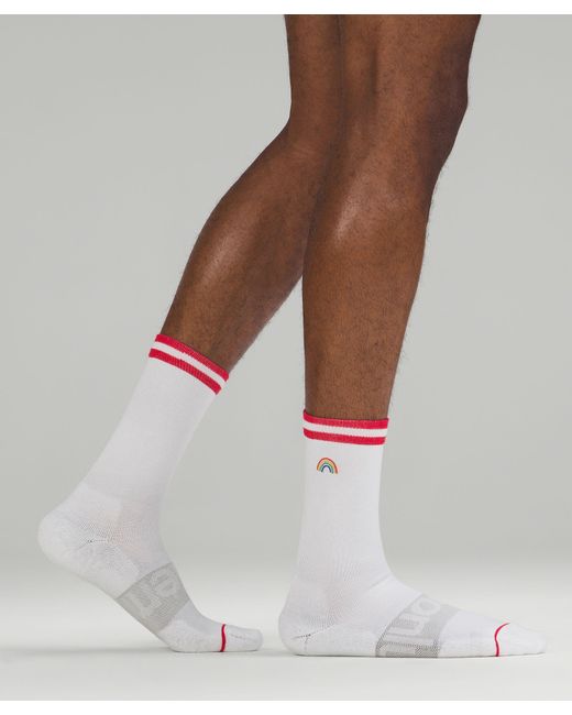 lululemon athletica Daily Stride Crew Socks Sun Rainbow Wordmark - Color White/red - Size L for men