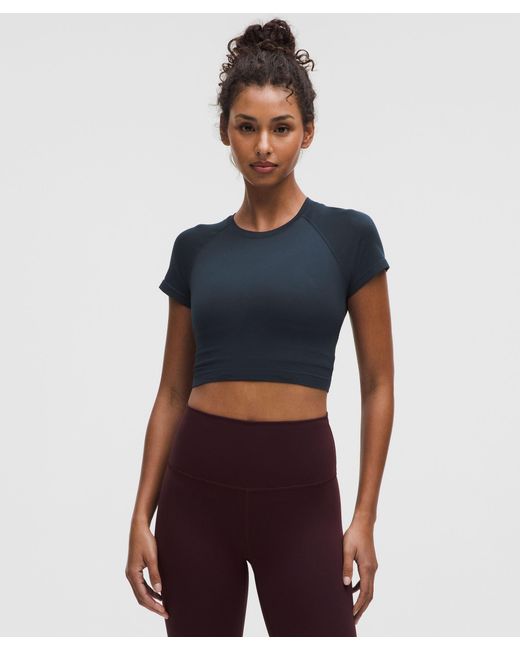lululemon athletica Blue Swiftly Tech Cropped Short-Sleeve Shirt 2