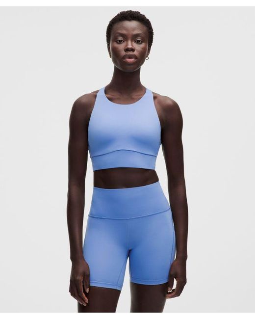 lululemon athletica Blue – Energy High-Neck Longline Sports Bra Evolve Medium Support, B-D Cups – – Size Small