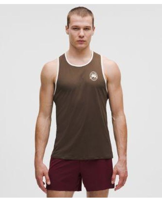 lululemon athletica Red Fast And Free Perforated Stripe Tank for men