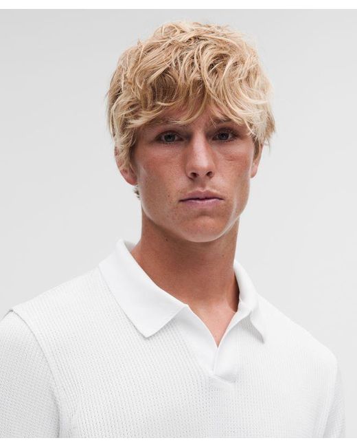 lululemon athletica White – Textured Seamless Polo Shirt – – Size Large for men