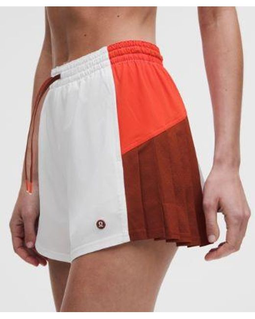 lululemon athletica Red – Court Champ Side-Pleat High-Rise Tennis Shorts – 3" – – Size Large
