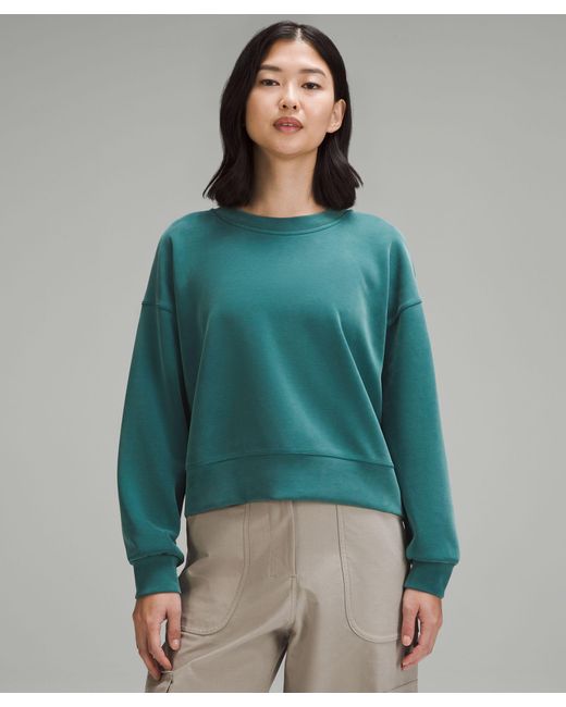 lululemon athletica, Tops, Softstreme Perfectly Oversized Cropped Crew In Sheer  Blue
