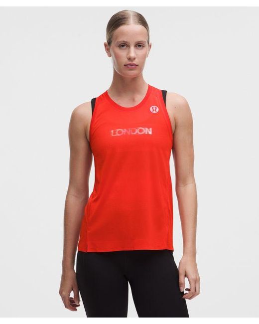 lululemon athletica Red – Fast And Free Perforated Stripe Tank Top London '26 – – Size Large