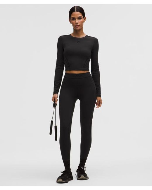 lululemon athletica Black – Wunder Train Cropped Long-Sleeve Shirt Flocked – – Size 4