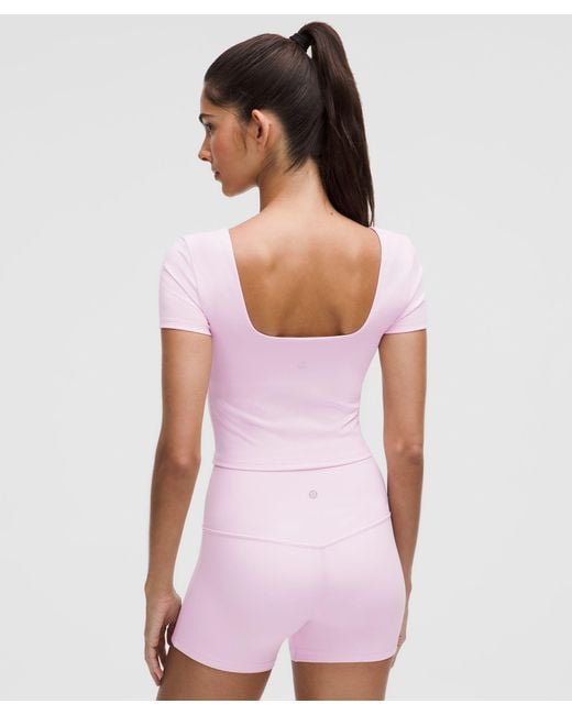 lululemon athletica Pink Wunder Under Smoothcover Square-Neck T-Shirt