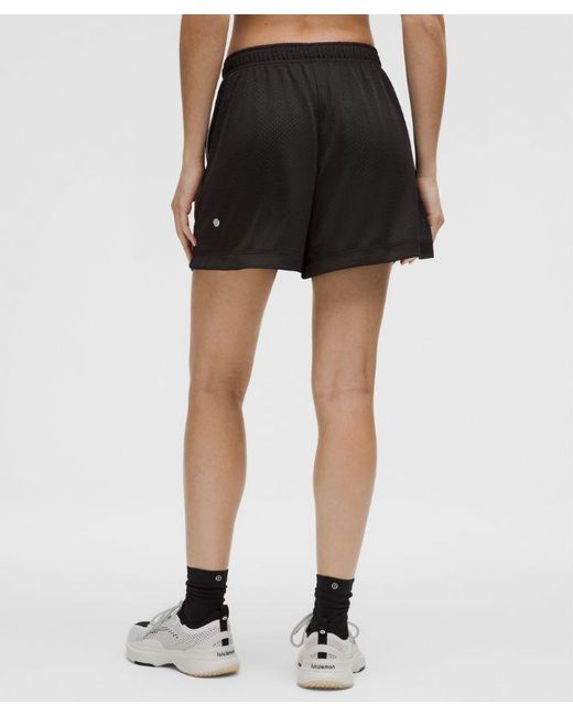 lululemon athletica Black Double-Layered Mesh Mid-Rise Short 5"