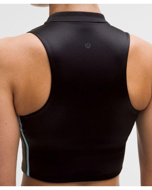 lululemon athletica Black – Satin Shine Full-Zip Tank Top Medium Support, B/C Cup Stripe – – Size Medium