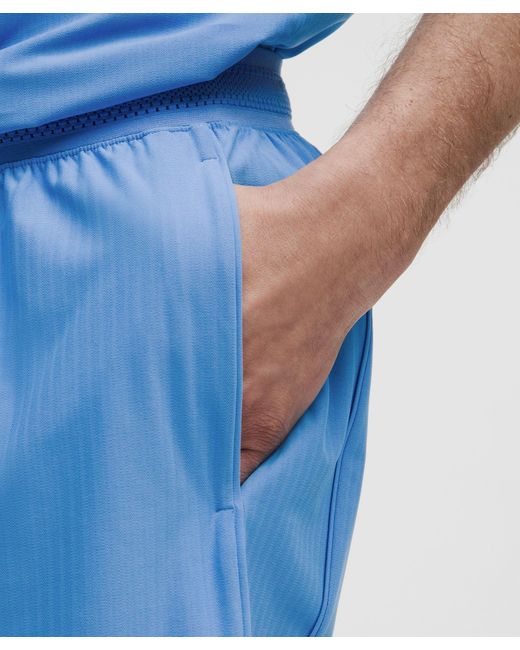lululemon athletica Blue Striped Mesh Tennis Shorts 5" for men