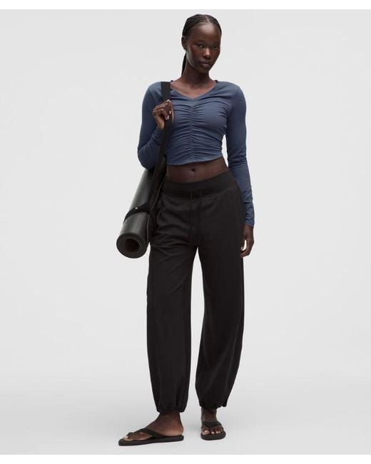 lululemon athletica Blue – All It Takes Centre-Ruched V-Neck Long-Sleeve Shirt – – Size 14