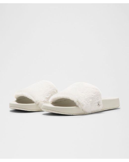 lululemon athletica White Restfeel Faux Fur Slide