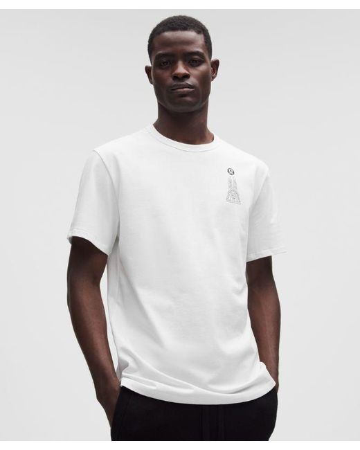 lululemon athletica White – Cotton Jersey T-Shirt Barcelona – – Size Large for men
