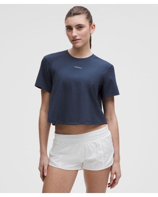 lululemon athletica Blue – Pace Crush Cross-Back Graphic T-Shirt – – Size Large