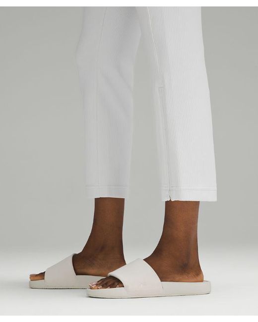 lululemon athletica White Ribbed Softstreme Zip-leg High-rise Cropped Pants 25"