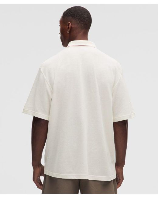 lululemon athletica White – -Knit Jersey Short-Sleeve Polo Shirt – – Size Large for men