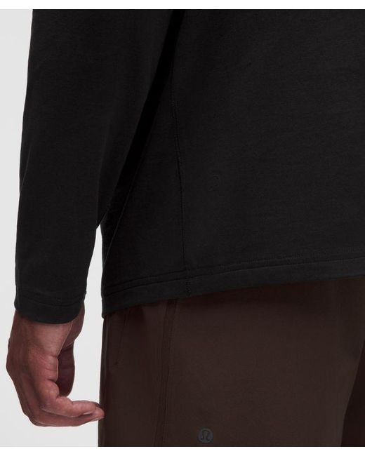 lululemon athletica Black – Everyday Classic Long-Sleeve T-Shirt – Cotton-Blend – – Size Large for men