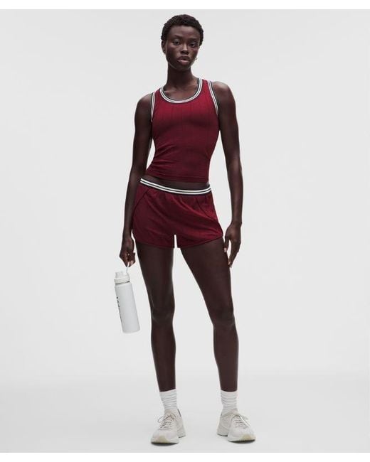 lululemon athletica Red – Seamless Stripe Trim Tank Top – Color Burgundy/ – Size Large
