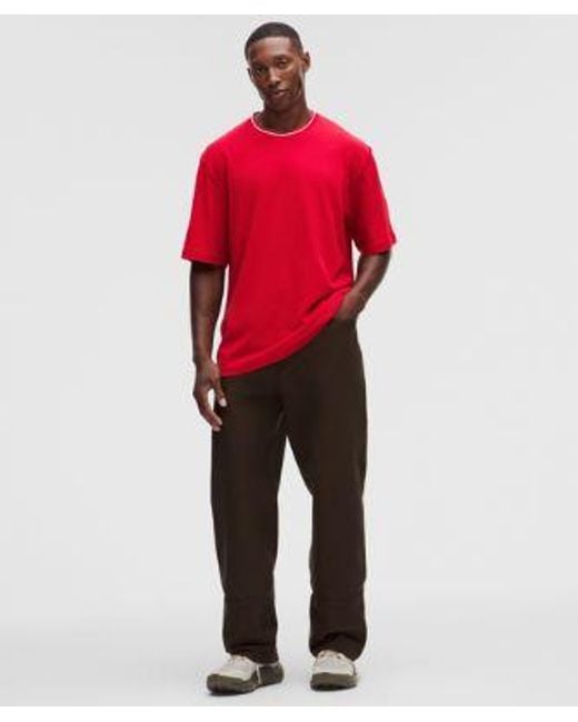 lululemon athletica Red – -Knit Jersey Short-Sleeve Shirt – /Neon – Size Large for men