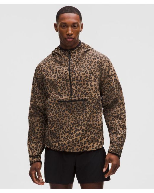 lululemon athletica Brown – Multi-Pocket Running Anorak Jacket Leopard – Size Large for men