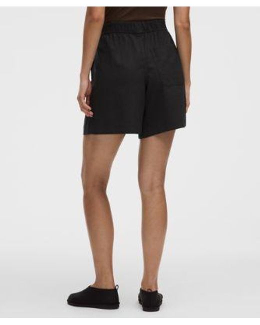 lululemon athletica Black – Lululinen High-Rise Relaxed-Fit Shorts – 7" – – Size Large