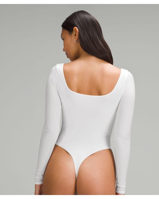 lululemon athletica White Wundermost Bodysuit - Ultra-soft Nulu Square-neck Long-sleeve Bodysuit