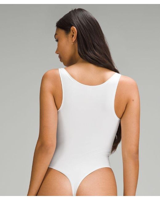 lululemon athletica White – Wundermost Ultra-Soft Nulu Square-Neck Sleeveless Bodysuit – –