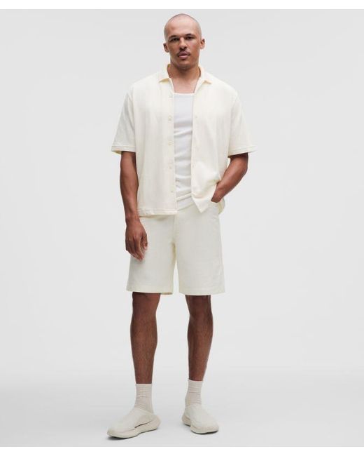 lululemon athletica White Pique-Performer Camp-Collar-Shirt for men