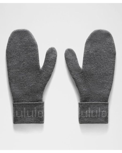 lululemon athletica Gray – Wordmark Merino Mittens – – Size Medium/Large