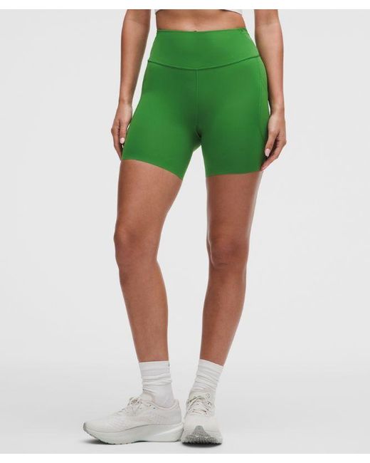lululemon athletica Green – Fast And Free High-Rise Shorts 5 Pocket – 6" – – Size 4