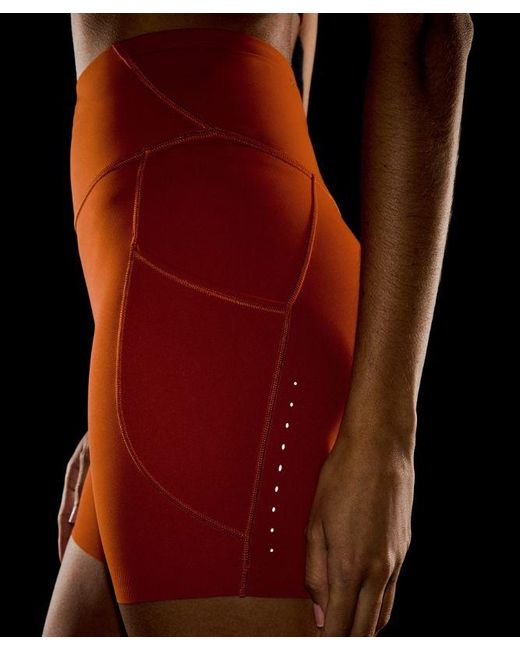lululemon athletica Orange Fast And Free High-Rise Short 6"
