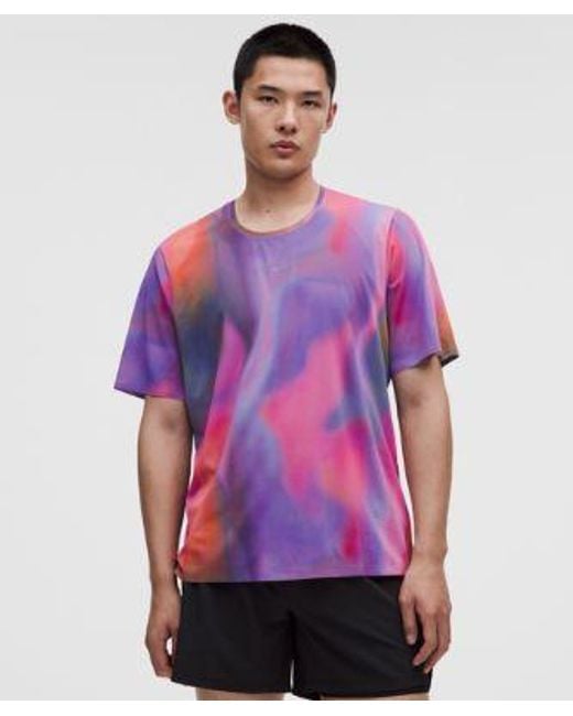 lululemon athletica Purple – Fast And Free Short-Sleeve Shirt Race Length – Color Printed – Size Large for men