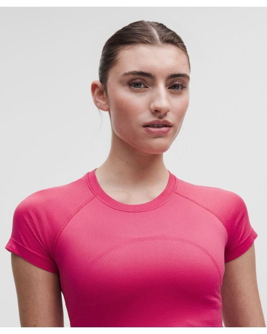 lululemon athletica Pink Swiftly Tech Cropped Short-Sleeve Shirt 2