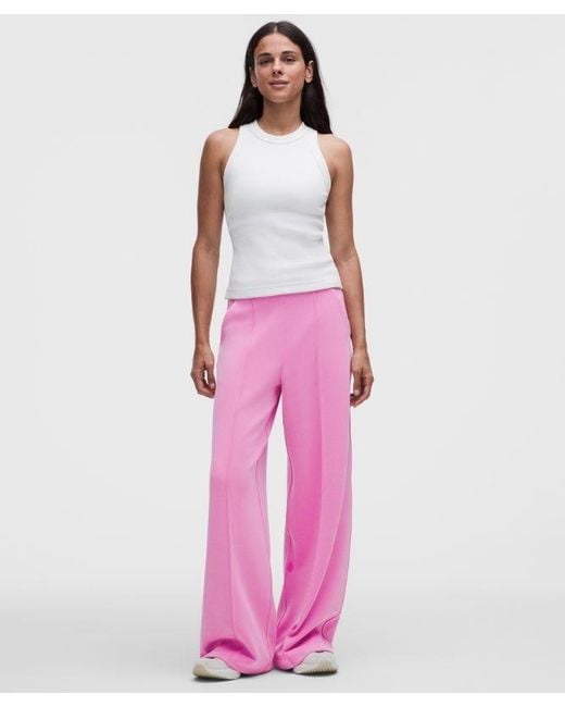 lululemon athletica Pink – Softstreme Pintuck High-Rise Wide-Leg Pants Regular – – Size Large