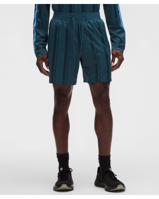 lululemon athletica Blue – Knit Stripe Linerless Training Shorts – 7" – Size Large for men