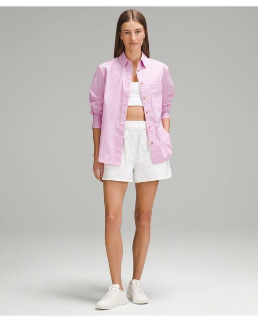 lululemon athletica Pink Relaxed-fit Cotton-blend Poplin Button-down Shirt