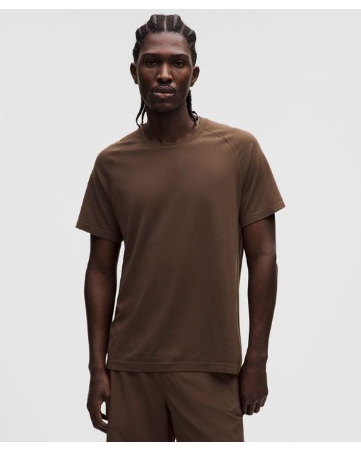 lululemon athletica Brown Metal Vent Tech Short-Sleeve Shirt for men