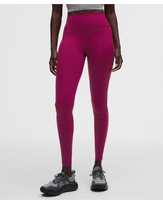 lululemon athletica Red Fast And Free 6-Pocket High-Rise Tight 28"