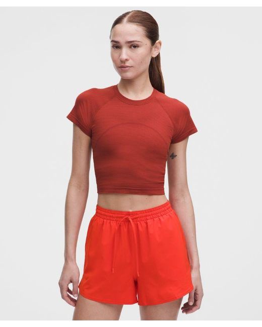 lululemon athletica Red – Swiftly Tech Cropped Short-Sleeve Shirt 2.4 – – Size 4