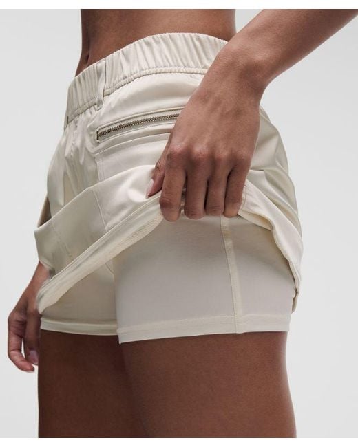 lululemon athletica Natural – Stretch Satin Mid-Rise Cargo Mini Skirt – – Size Large