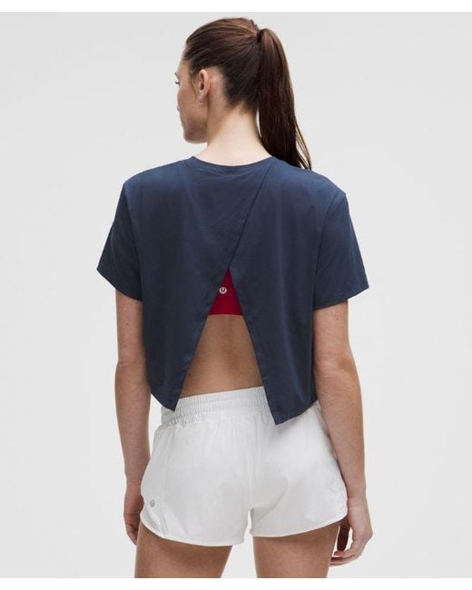 lululemon athletica Blue – Pace Crush Cross-Back Graphic T-Shirt – – Size Large