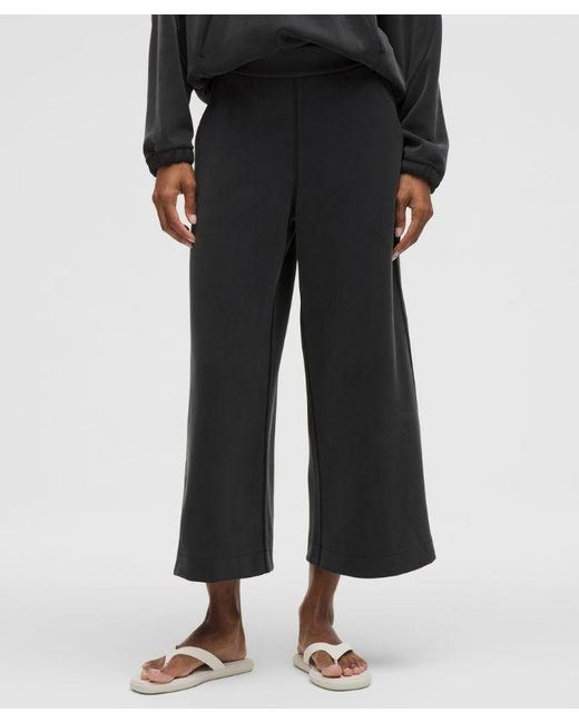 lululemon athletica Black Softstreme High-Rise Wide-Leg Cropped Pant