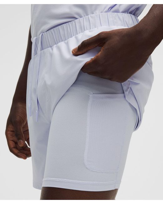 lululemon athletica White Mile Maker Run Crew Ripstop Lined Short 6" for men
