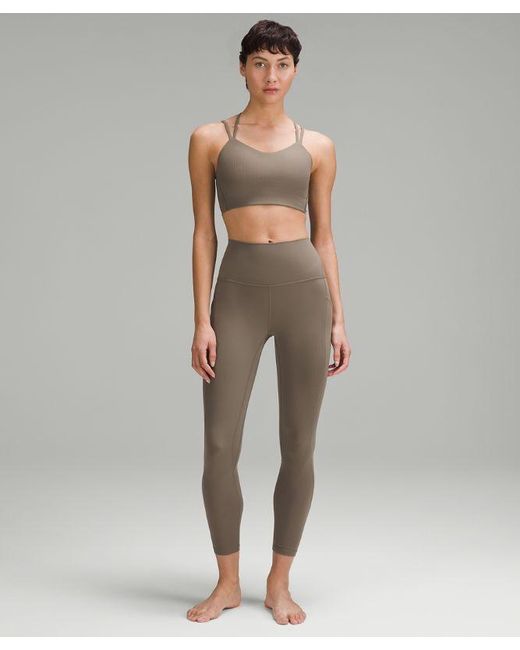 lululemon athletica Green – Like A Cloud Ribbed Longline Sports Bra Light Support, B/C Cup – – Size 14