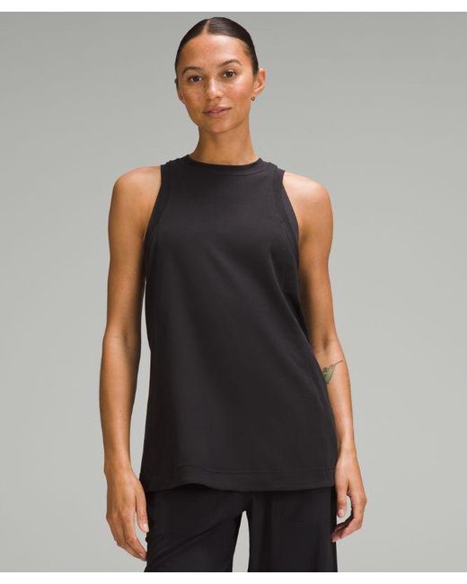 lululemon athletica Black – Long Cotton Crewneck Tank Top – –