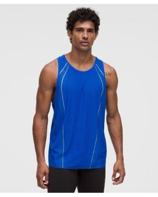 lululemon athletica Blue Fast And Free Airflow Running Singlet for men