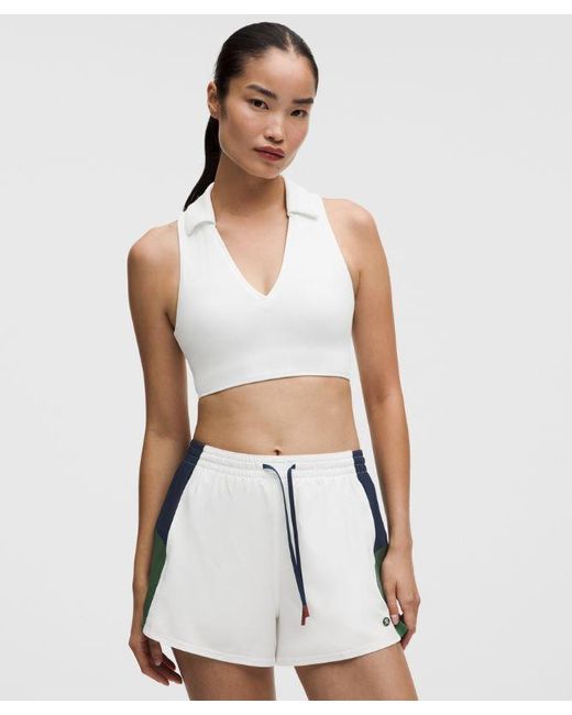 lululemon athletica White – Collared Longline Ribbed Tennis Sports Bra Medium Support, B/C Cup – – Size 14