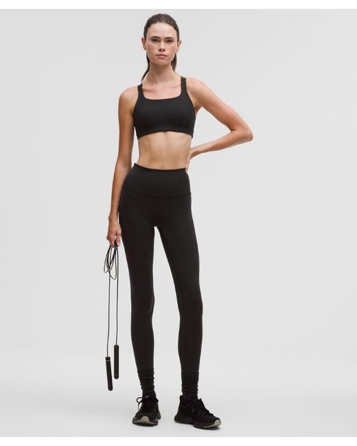 lululemon athletica Black – Ultralu Square-Neck Workout Sports Bra Medium Support, B/C Cup – – Size 14